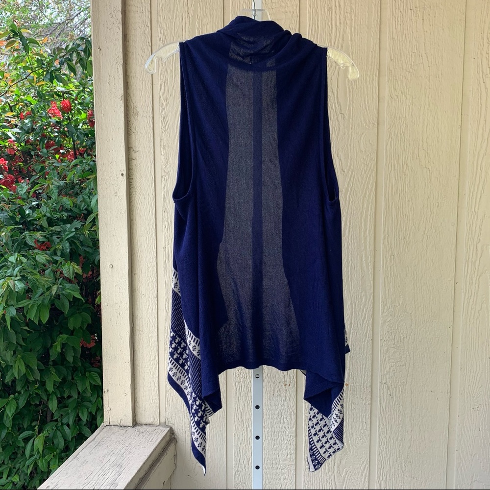Roomates Dark Blue Cotton Sleeveless Cardigan | M - Picture 3 of 5